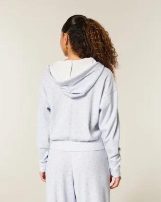 Hanorac cu glugă și fermoar Gilly Hicks Relaxed Zip-Up Waffle