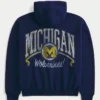 Hanorac cu glugă și fermoar, model boxy, cu imprimeu grafic Wolverines, Universitatea din Michigan Hanorac cu glugă și fermoar, model boxy, cu imprimeu grafic Wolverines, Universitatea din Michigan