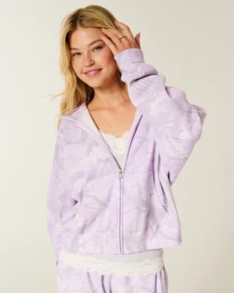 Hanorac cu glugă și fermoar, model camuflaj