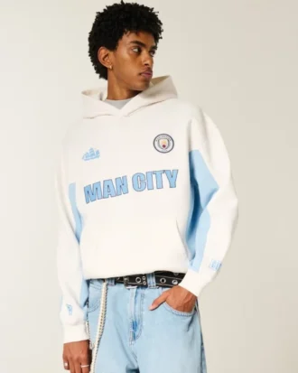 Hanorac cu glugă și imprimeu Boxy Manchester City F.C.