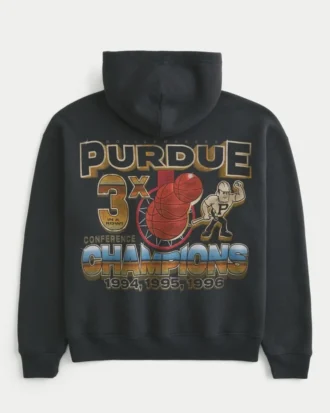 Hanorac cu glugă și imprimeu Boxy Purdue University