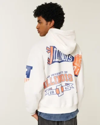Hanorac cu glugă și imprimeu Boxy University of Illinois Fighting Illini Hanorac cu glugă și imprimeu Boxy University of Illinois Fighting Illini