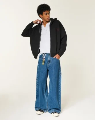 Hanorac cu glugă și imprimeu Boxy Zip-Up Good Luck