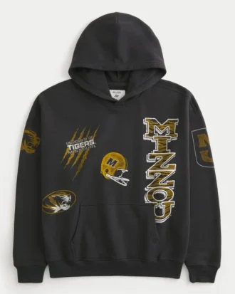 Hanorac cu glugă și imprimeu grafic Boxy University of Missouri Tigers Hanorac cu glugă și imprimeu grafic Boxy University of Missouri Tigers