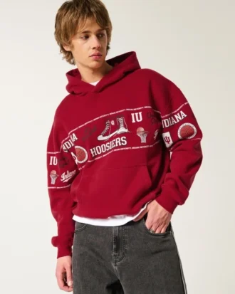 Hanorac cu glugă și imprimeu Indiana University Hoosiers Hanorac cu glugă și imprimeu Indiana University Hoosiers