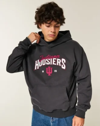 Hanorac cu glugă și imprimeu Indiana University Hoosiers Hanorac cu glugă și imprimeu Indiana University Hoosiers