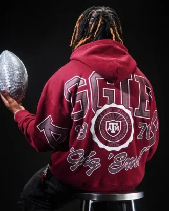 Hanorac cu glugă și imprimeu Texas A&M University Aggies