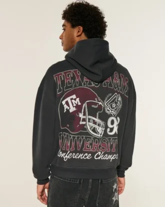 Hanorac cu glugă și imprimeu Texas A&M University Aggies