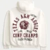 Hanorac cu glugă și imprimeu Texas A&M University, cu fermoar și croi drept Hanorac cu glugă și imprimeu Texas A&M University, cu fermoar și croi drept