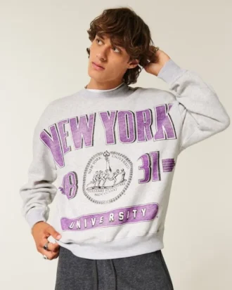 Hanorac cu imprimeu Boxy New York University Violets