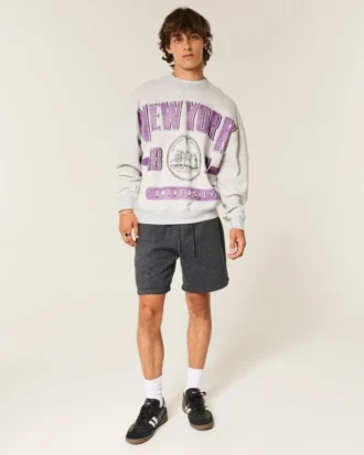 Hanorac cu imprimeu Boxy New York University Violets