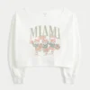 Hanorac cu imprimeu Miami, cu umeri decupați, ușor de purtat Hanorac cu imprimeu Miami, cu umeri decupați, ușor de purtat