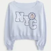 Hanorac cu imprimeu NYC, ușor de scos de pe umeri Hanorac cu imprimeu NYC, ușor de scos de pe umeri