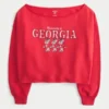Hanorac cu imprimeu University of Georgia, cu umeri decupați Hanorac cu imprimeu University of Georgia, cu umeri decupați