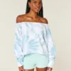 Hanorac cu umeri decupați, ușor de vopsit în tehnica tie-dye Hanorac cu umeri decupați, ușor de vopsit în tehnica tie-dye