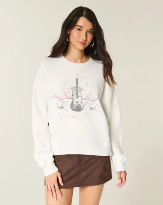 Hanorac Easy New York Guitar Studded Graphic Crew