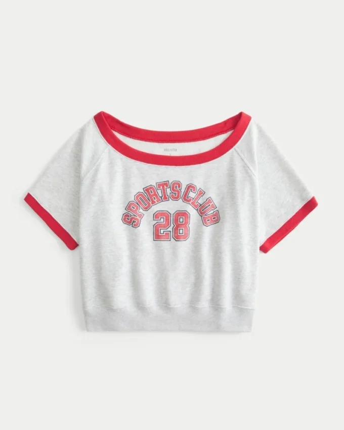 Hanorac grafic cu mâneci scurte din fleece terry Hanorac grafic cu mâneci scurte din fleece terry