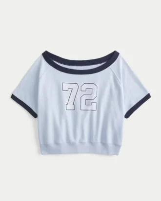 Hanorac grafic cu mâneci scurte din fleece terry
