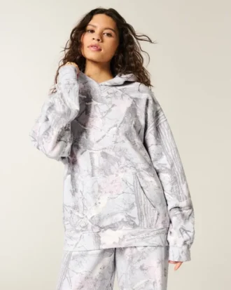 Hanorac oversized cu glugă camuflaj