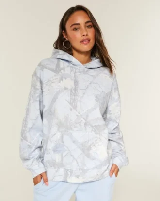 Hanorac oversized cu glugă camuflaj