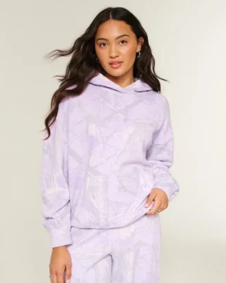 Hanorac oversized cu glugă camuflaj