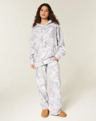 Hanorac oversized cu glugă camuflaj
