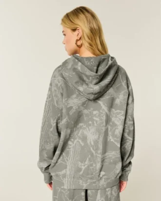 Hanorac oversized cu glugă camuflaj