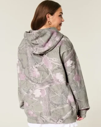Hanorac oversized cu glugă camuflaj