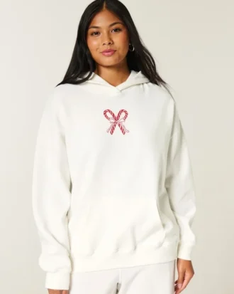 Hanorac oversized cu imprimeu Candy Cane