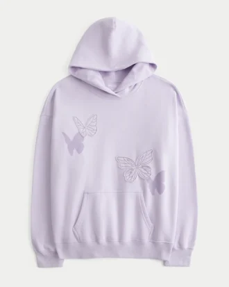 Hanorac oversized cu imprimeu fluture