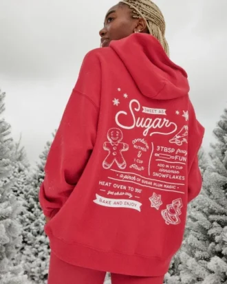 Hanorac oversized cu imprimeu glitter și grafică Sugar