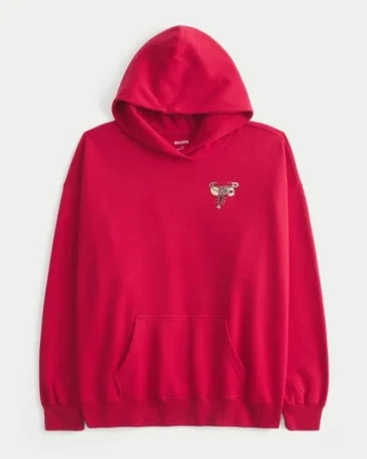 Hanorac oversized cu imprimeu grafic Good Luck Charm