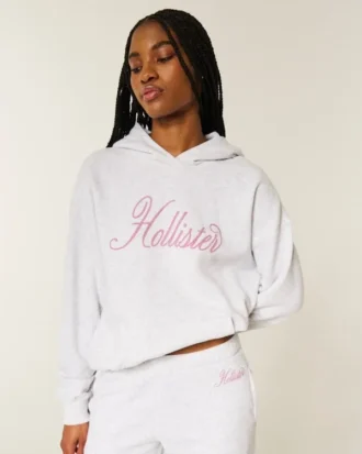 Hanorac oversized cu logo strălucitor