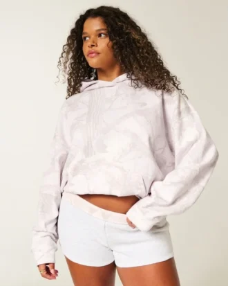 Hanorac oversized roz camuflaj