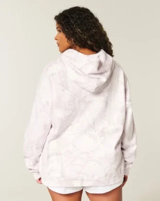 Hanorac oversized roz camuflaj