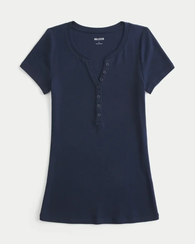 Henley cu mâneci scurte Y2K Henley cu mâneci scurte Y2K