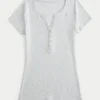 Henley cu mâneci scurte Y2K Henley cu mâneci scurte Y2K