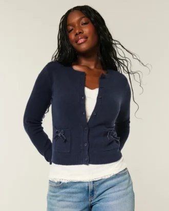 Hollister Cardigan confortabil cu buzunare în formă de fundiță