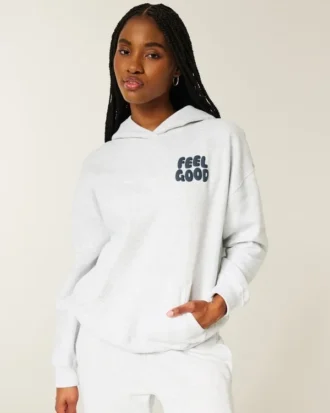Hollister Feel Good Hanorac oversized cu logo grafic