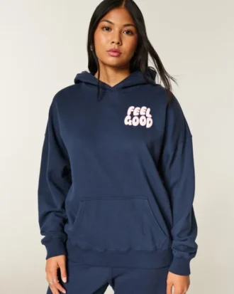 Hollister Feel Good Hanorac oversized cu logo grafic