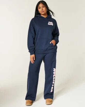 Hollister Feel Good Hanorac oversized cu logo grafic