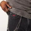 Hollister x Taco Bell Blugi largi, spălați, negri, cu broderie grafică Hollister x Taco Bell Blugi largi, spălați, negri, cu broderie grafică