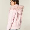 Jacheta bomber căptușită cu blană artificială Jacheta bomber căptușită cu blană artificială