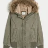 Jacheta bomber căptușită cu blană artificială Jacheta bomber căptușită cu blană artificială