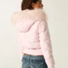 Jacheta bomber cu garnitură din blană artificială Jacheta bomber cu garnitură din blană artificială