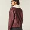Jacheta bomber din piele artificială cu guler Sherpa Jacheta bomber din piele artificială cu guler Sherpa