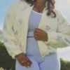 Jacheta brodată din fleece Sherpa Jacheta brodată din fleece Sherpa
