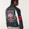 Jacheta cu imprimeu Ohio State University Buckeyes din piele artificială