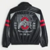 Jacheta cu imprimeu Ohio State University Buckeyes din piele artificială