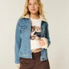 Jacheta din denim cu bordură din blană artificială Jacheta din denim cu bordură din blană artificială